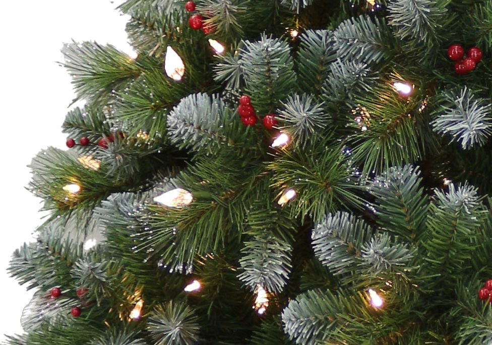 Christmas Tree <br> 7ft Pre-Lit Westminster Pine Tree with Artificial Berries (213cm)