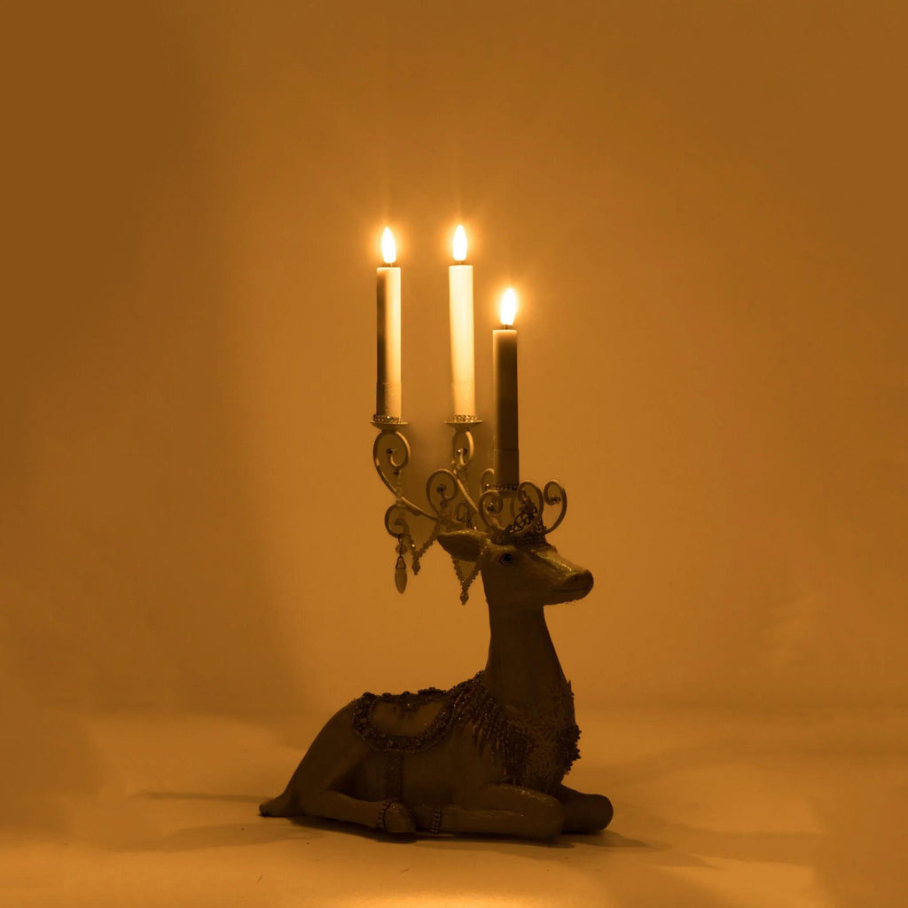 PRE-ORDER 2024 <br> Katherine's Collection <br> Crystal Kingdom <br> Sitting Deer Candle Holder (29cm) - $349