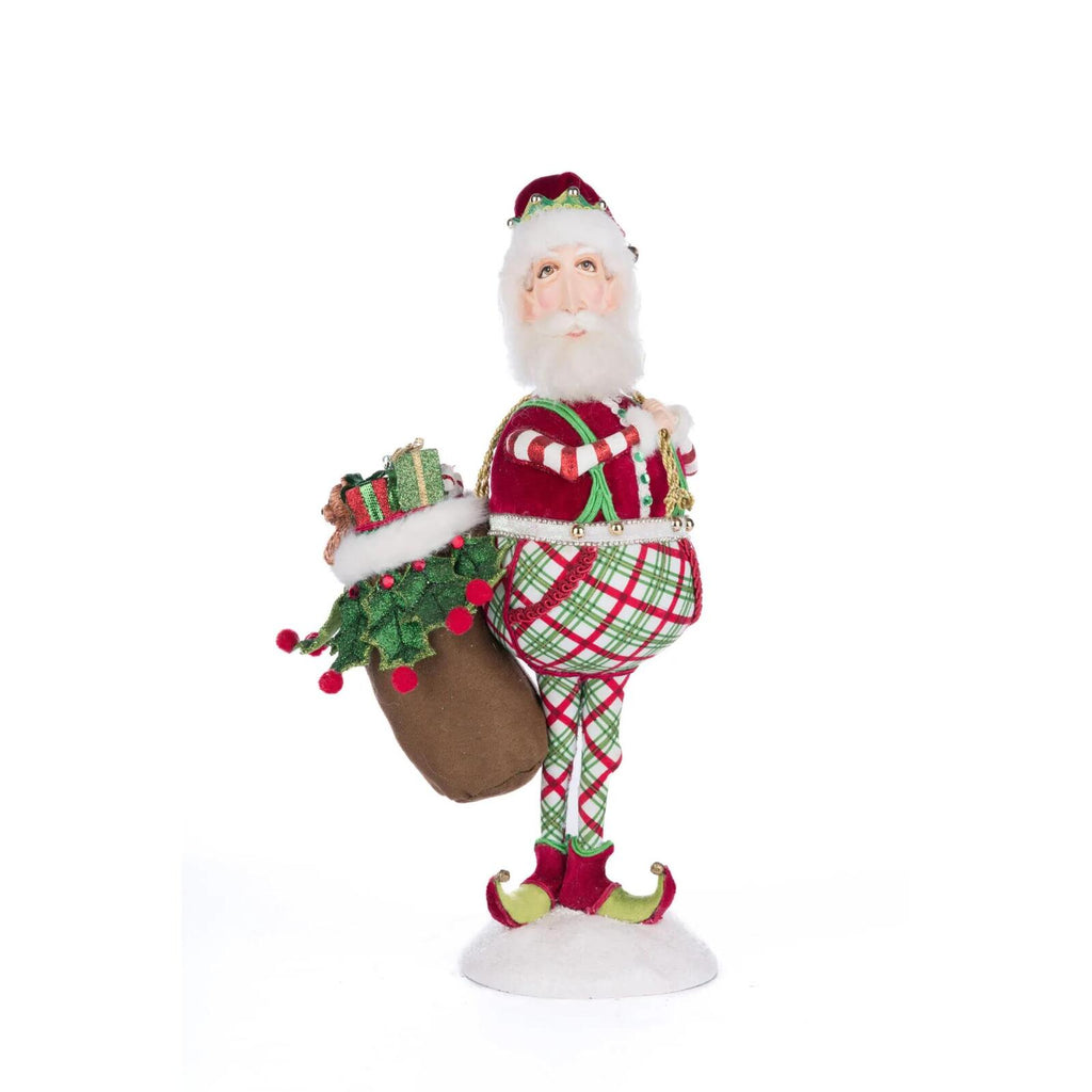 PRE-ORDER 2024 <br> Katherine's Collection <br> Village of Holly Woods <br> Silly Santa With Bag (37cm) - $229