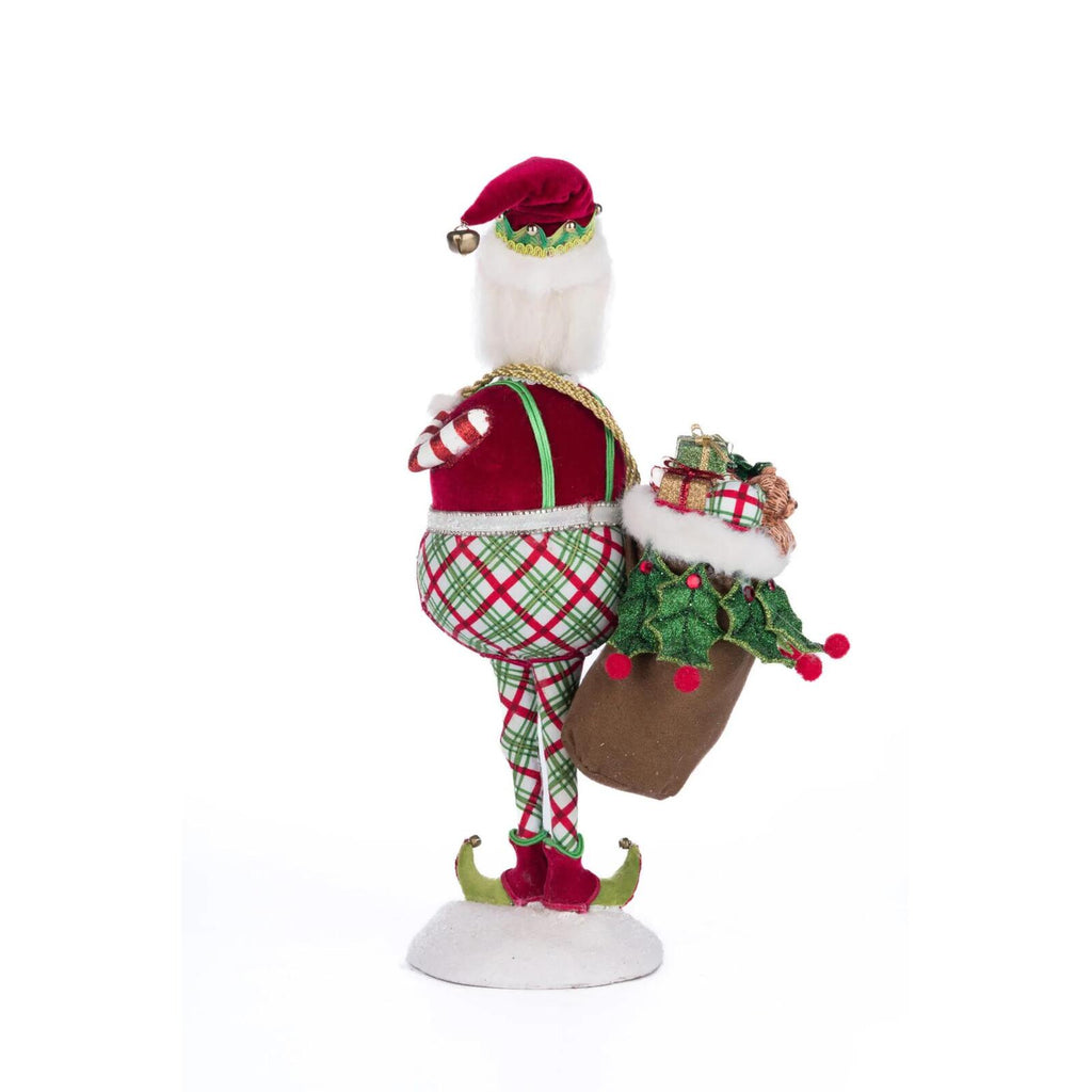 PRE-ORDER 2024 <br> Katherine's Collection <br> Village of Holly Woods <br> Silly Santa With Bag (37cm) - $229