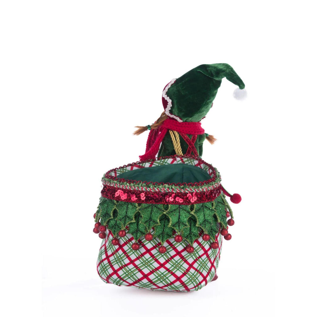 PRE-ORDER 2024 <br> Katherine's Collection <br> Village of Holly Woods <br> Winter Snowdrop Elf With Bag (32cm) - $269