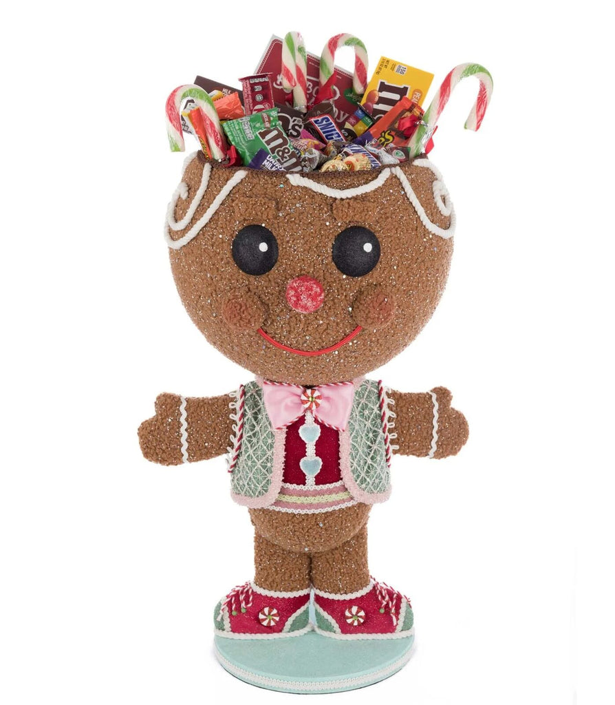 PRE-ORDER 2025 (CLOSES 9th March) <br> Katherine's Collection <br> Sweet Delights <br> Stick E. Sweet Gingerbread Boy Candy Container (59cm) - $499