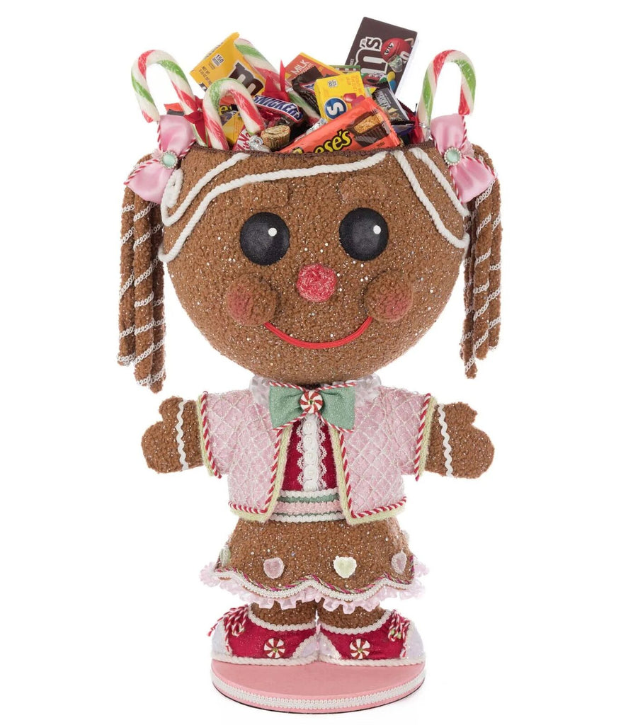 PRE-ORDER 2025 (CLOSES 9th March) <br> Katherine's Collection <br> Sweet Delights <br> Sugar E. Sweet Gingerbread Girl Candy Container (59cm) - $499