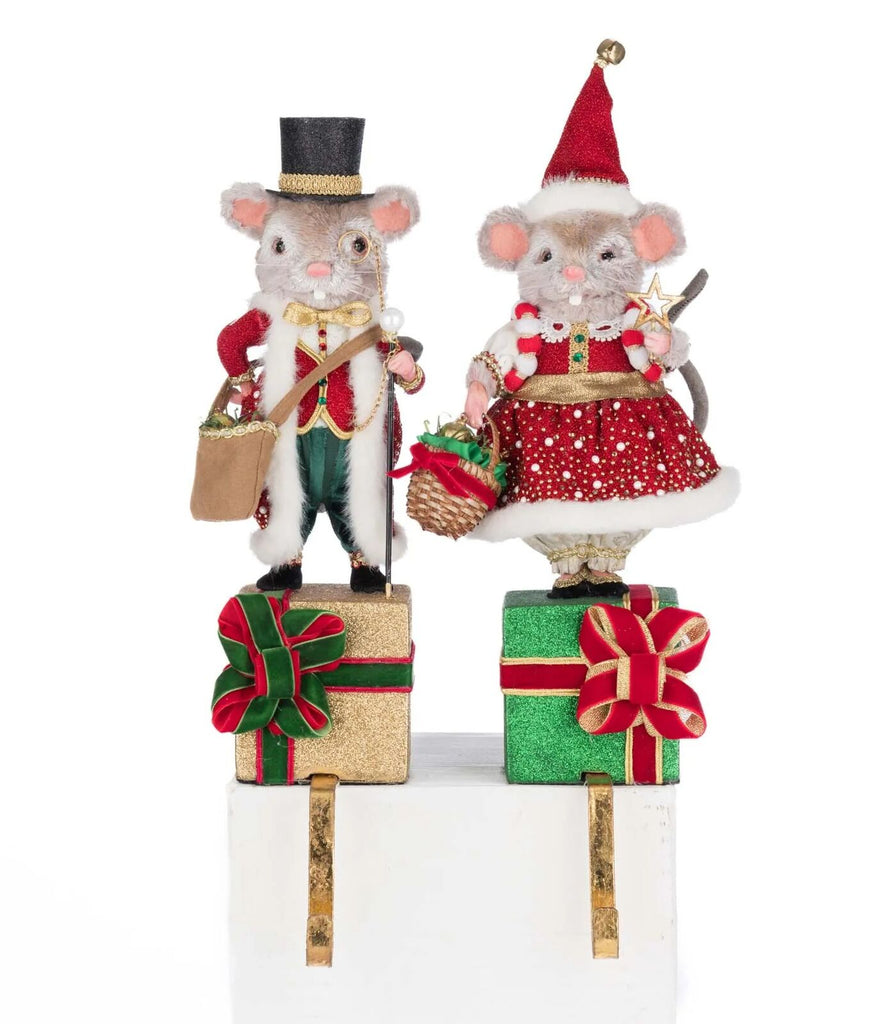 PRE-ORDER 2025 (CLOSES 2nd March) <br> Katherine's Collection <br> Christmas Ball <br> Mouse Stocking Holder (Set of 2) - $399