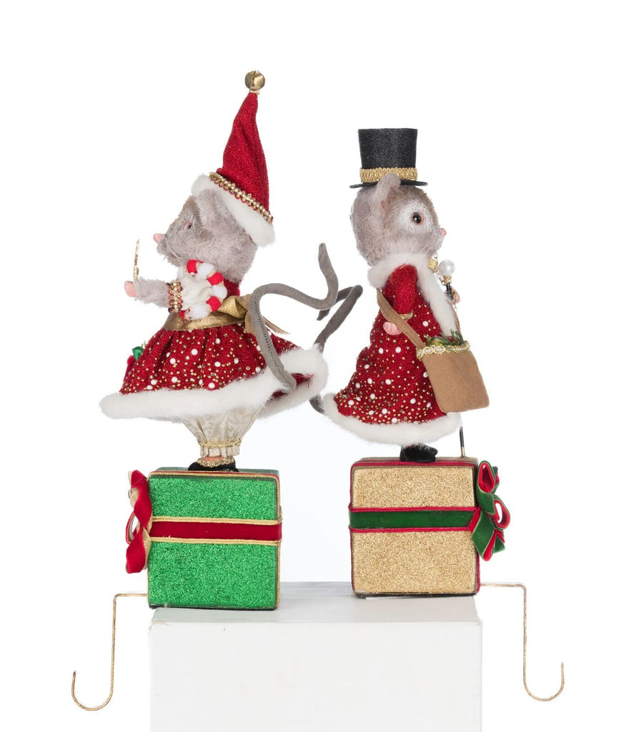 PRE-ORDER 2025 (CLOSES 2nd March) <br> Katherine's Collection <br> Christmas Ball <br> Mouse Stocking Holder (Set of 2) - $399