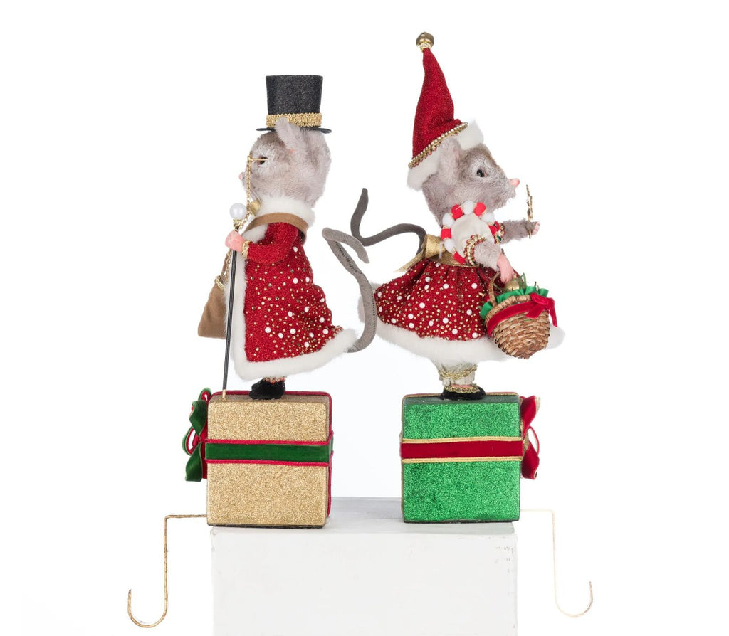 PRE-ORDER 2025 (CLOSES 2nd March) <br> Katherine's Collection <br> Christmas Ball <br> Mouse Stocking Holder (Set of 2) - $399