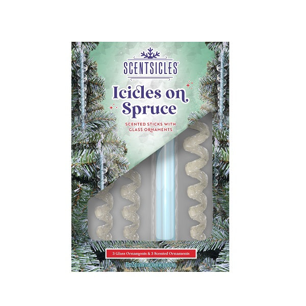 SCENTSICLES <br> Glass Ornaments <br> Icicles on Spruce