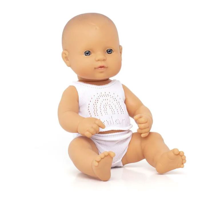 Miniland Doll <br> 32cm Baby Girl <br> Caucasian with underwear