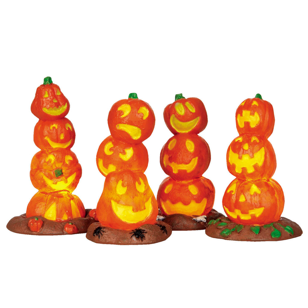 Spooky Town Lighted Accessories <br> Light-Up Pumpkin Stack, Set Of 4