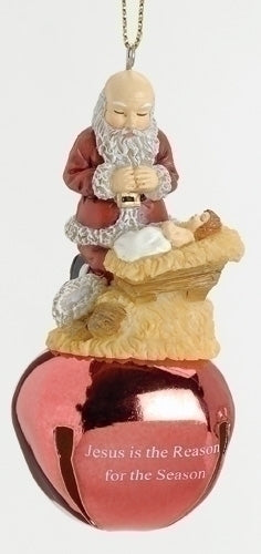 Hanging Ornament <br> Kneeling Santa Bell Ornament