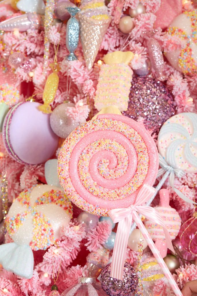 Hanging Ornament - Pink Sprinkles Swirl Lollipop