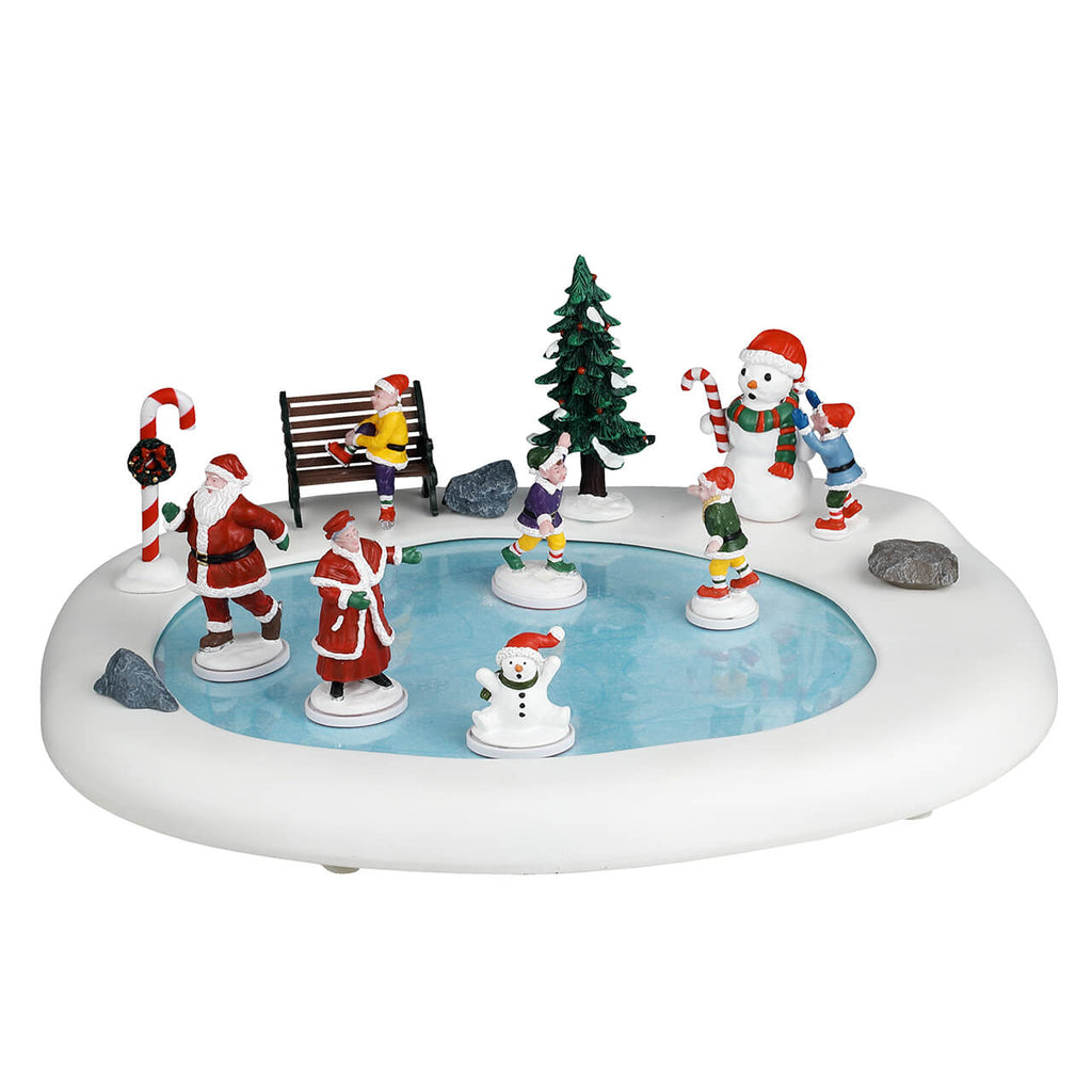 LEMAX 2025 PRE-ORDER <br> Santa's Wonderland Table Piece <br> Northern Lights Skating Pond - $110