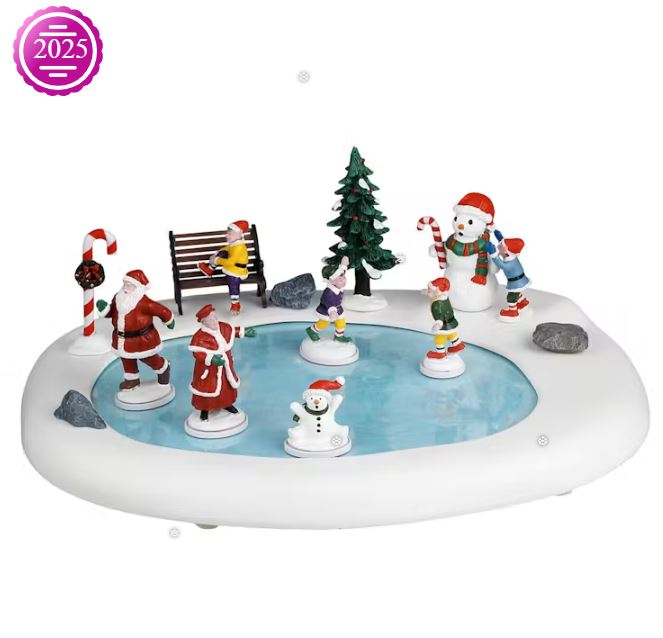 LEMAX 2025 PRE-ORDER <br> Santa's Wonderland Table Piece <br> Northern Lights Skating Pond - $110