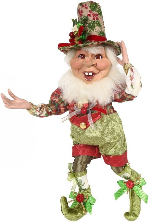Figurine Elfe De Noël Mark Roberts – Serveur Assis, 17,5″ (44 Cm) – Neuf