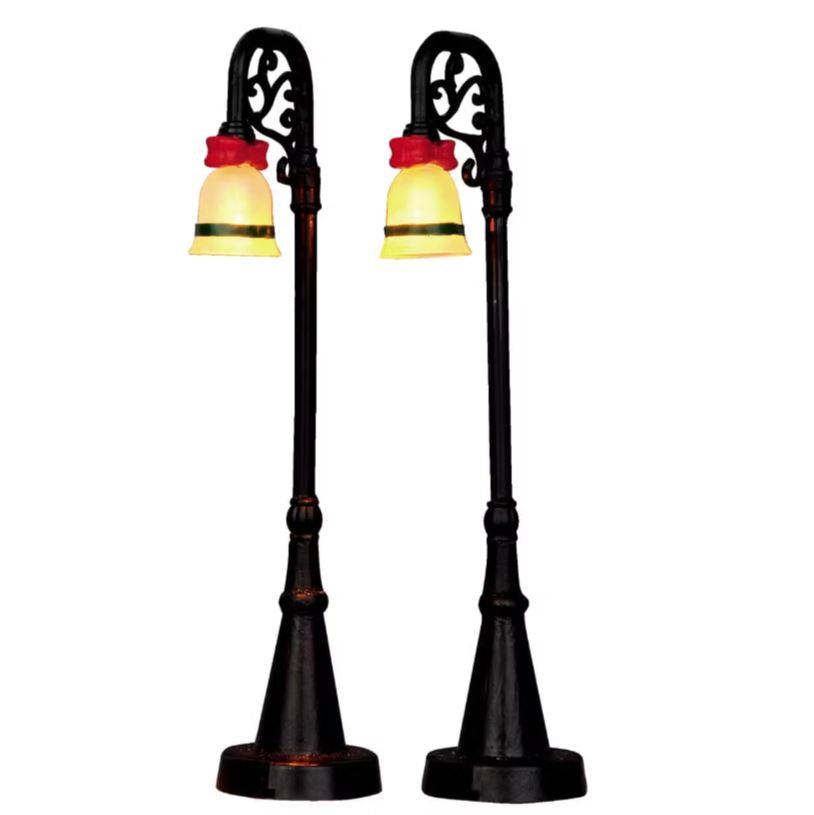 LEMAX PRE-ORDER <br> Lighted Accessories <br> Bell Ornament Lamp Post (Set of 2)