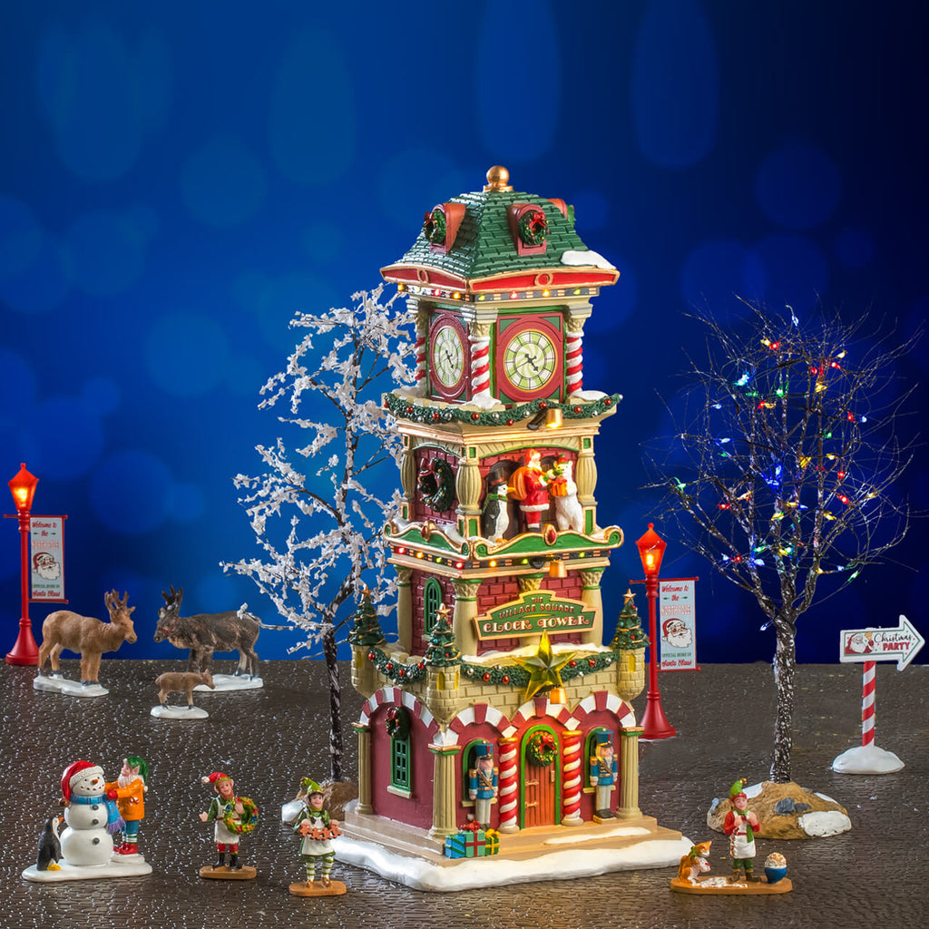 LEMAX 2025 PRE-ORDER <br> Santa's Wonderland <br> The Village Square Clock Tower Set - $279.95