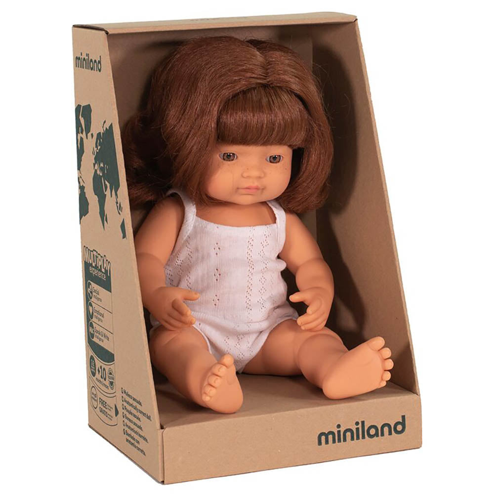 Miniland Doll <br> 38cm Baby Girl <br> Caucasian Red Hair