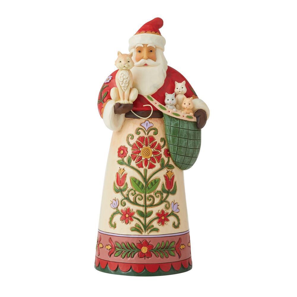 Heartwood Creek <br> Santa Holding Cat and Kittens (26cm) <br> "Festive Feline Surprises"