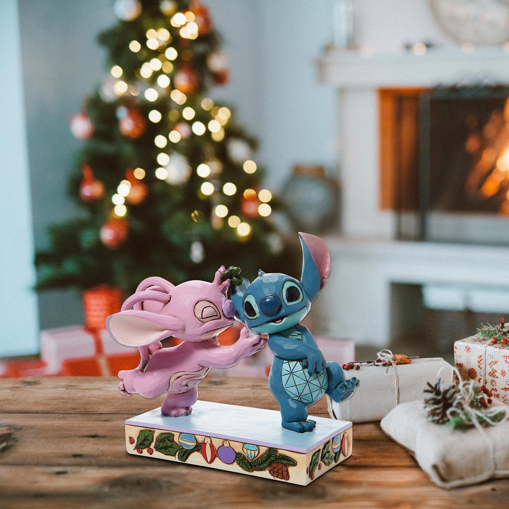 SALE - 30% OFF <br> DISNEY TRADITIONS <br> Angel and Stitch <BR> "Mistletoe Kisses"