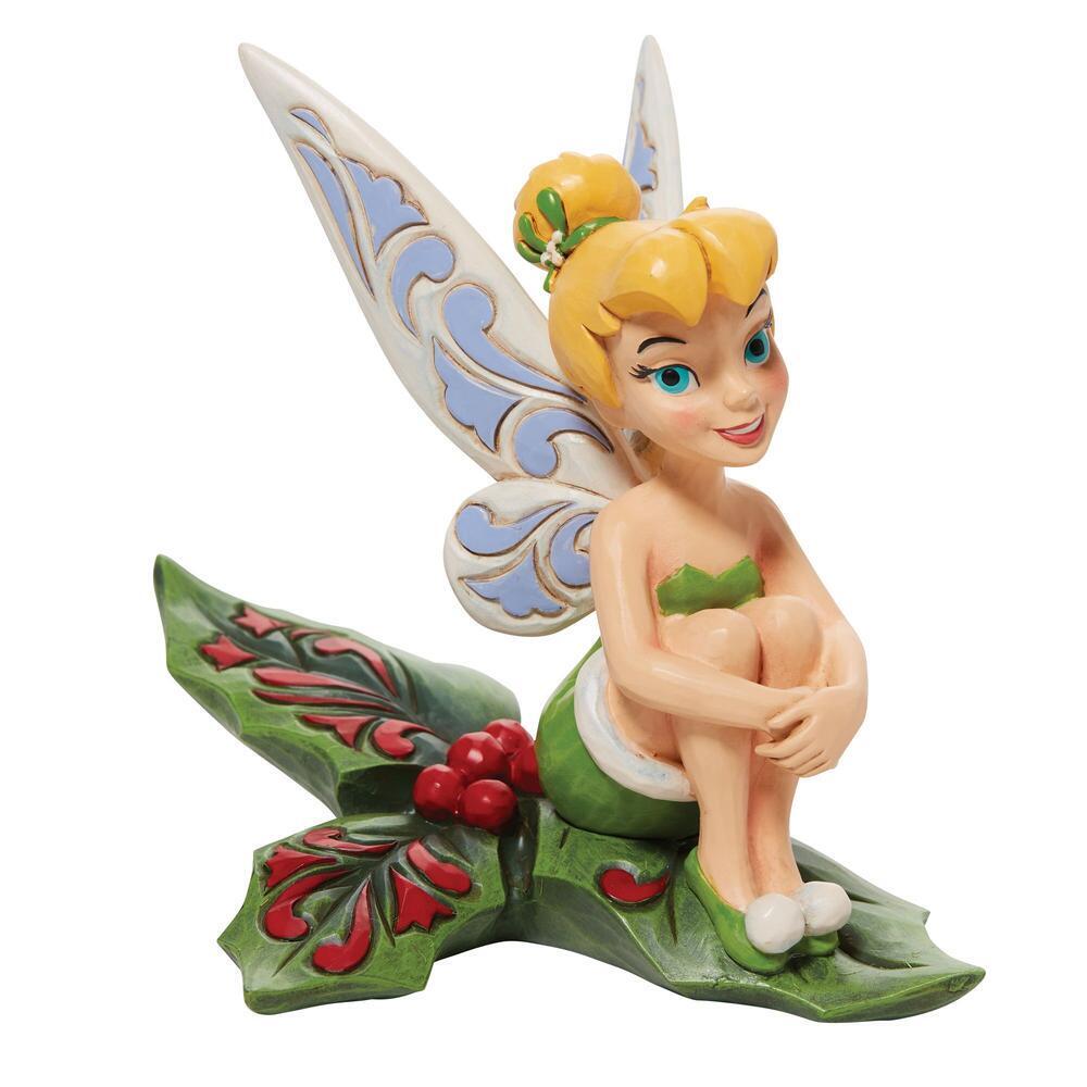 DISNEY TRADITIONS<BR> Tinkerbell Sitting On Holly <br> "Happy Holly-days"