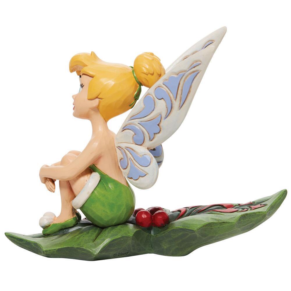 DISNEY TRADITIONS<BR> Tinkerbell Sitting On Holly <br> "Happy Holly-days"