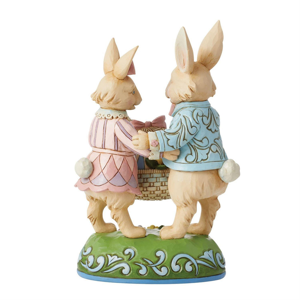 New 2024 <br> Heartwood Creek <br> Bunny Couple with Basket <br> "Basketful of Love"