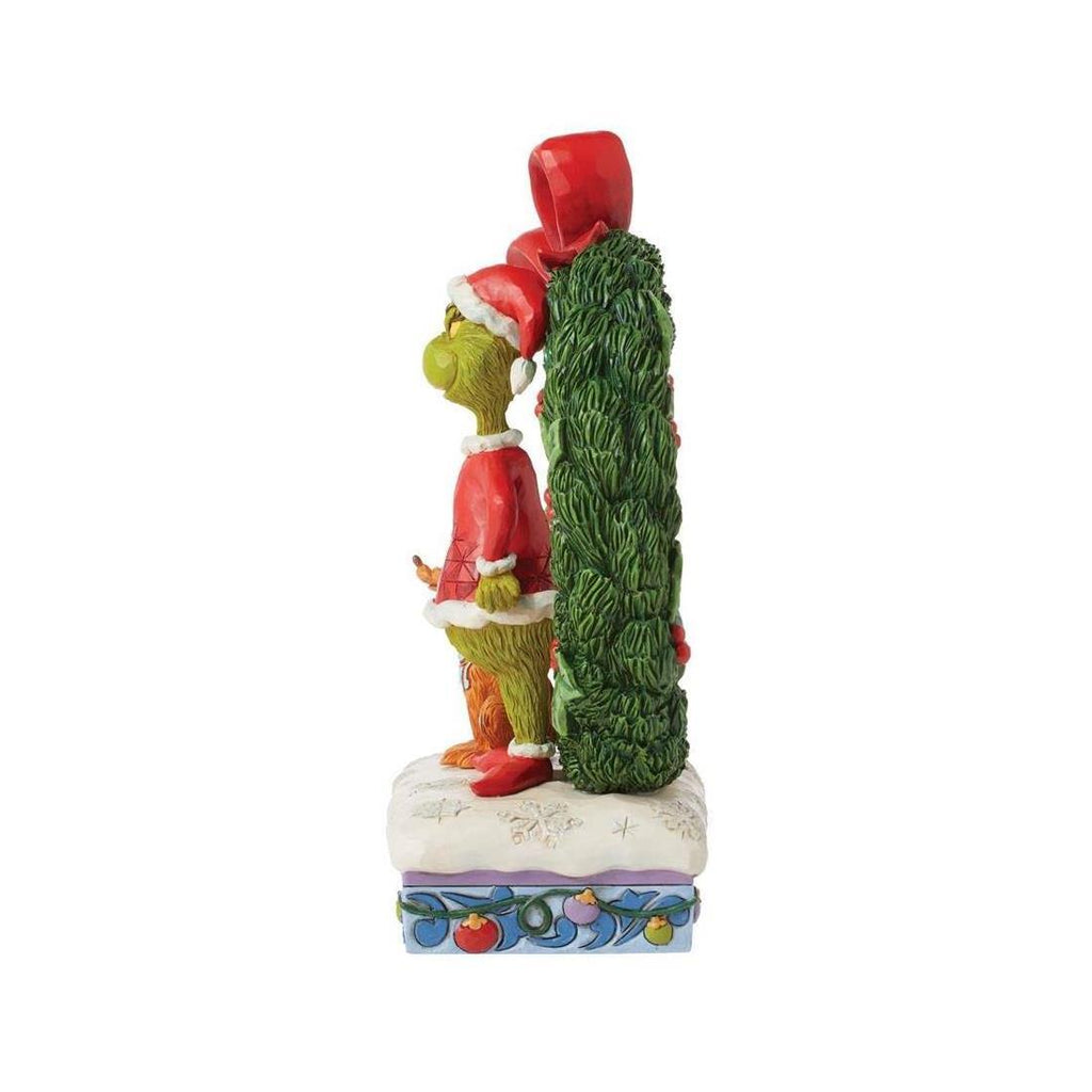 PRE-ORDER 2024 <br> Grinch by Jim Shore <br> Lit Grinch & Max in Wreath (21cm) - $169.95