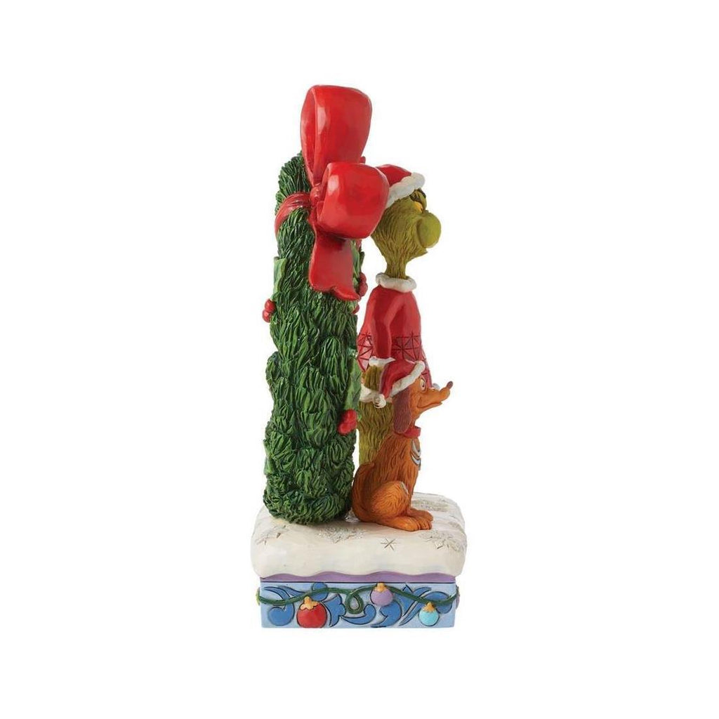 PRE-ORDER 2024 <br> Grinch by Jim Shore <br> Lit Grinch & Max in Wreath (21cm) - $169.95