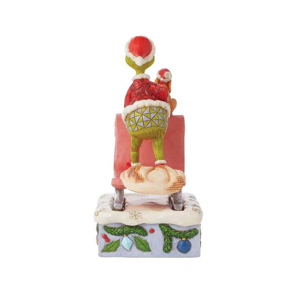 PRE-ORDER 2024 <br> Grinch by Jim Shore <br> Grinch and Max on Sleigh (17cm) - $139.95