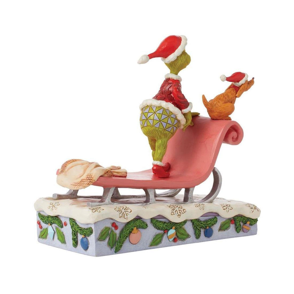 PRE-ORDER 2024 <br> Grinch by Jim Shore <br> Grinch and Max on Sleigh (17cm) - $139.95