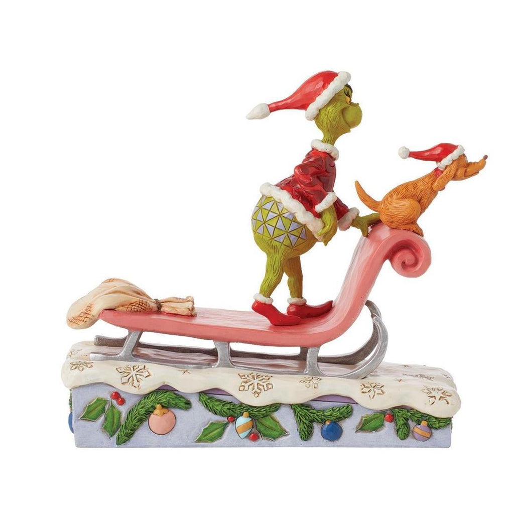 PRE-ORDER 2024 <br> Grinch by Jim Shore <br> Grinch and Max on Sleigh (17cm) - $139.95