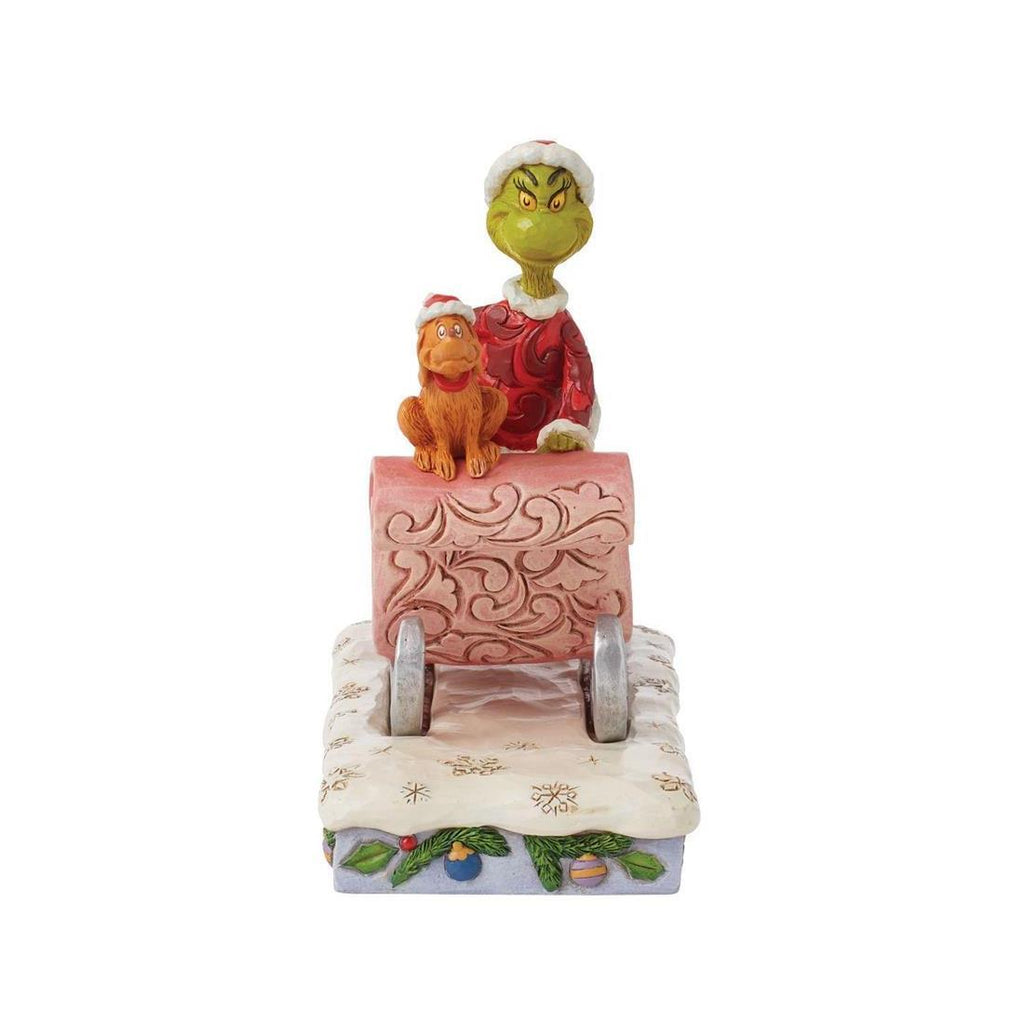 PRE-ORDER 2024 <br> Grinch by Jim Shore <br> Grinch and Max on Sleigh (17cm) - $139.95