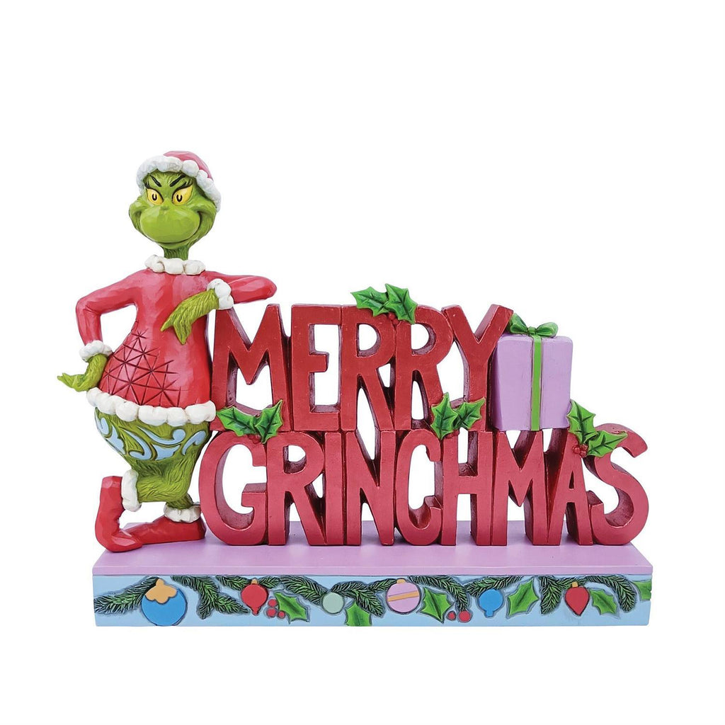 NEW 2024 <br> Grinch by Jim Shore <br> Merry Grinchmas Word (18cm)