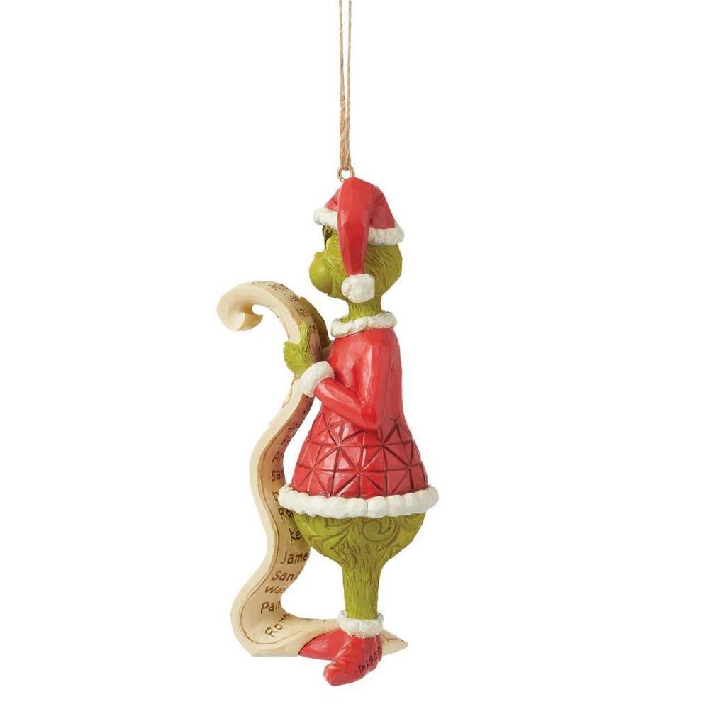 New 2024 <br> Grinch by Jim Shore <br> Hanging Ornament <br> Grinch With Naughty List (13cm) <br> Dated 2024