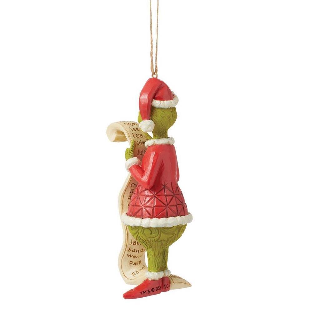 New 2024 <br> Grinch by Jim Shore <br> Hanging Ornament <br> Grinch With Naughty List (13cm) <br> Dated 2024