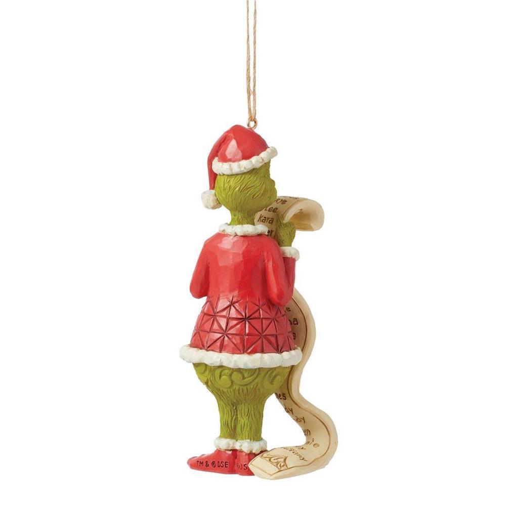 New 2024 <br> Grinch by Jim Shore <br> Hanging Ornament <br> Grinch With Naughty List (13cm) <br> Dated 2024