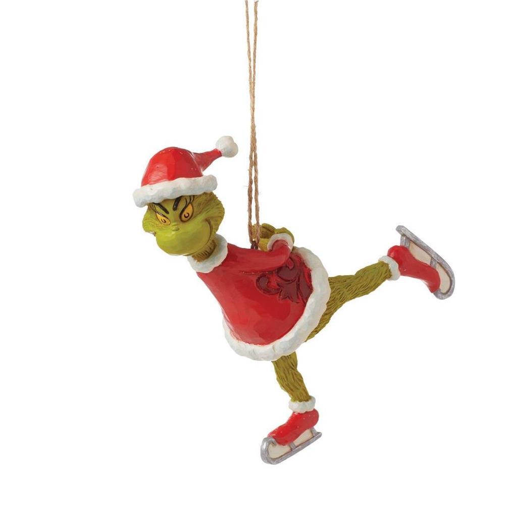 New 2024 <br> Grinch by Jim Shore <br> Hanging Ornament <br> Grinch Ice Skating (12cm)