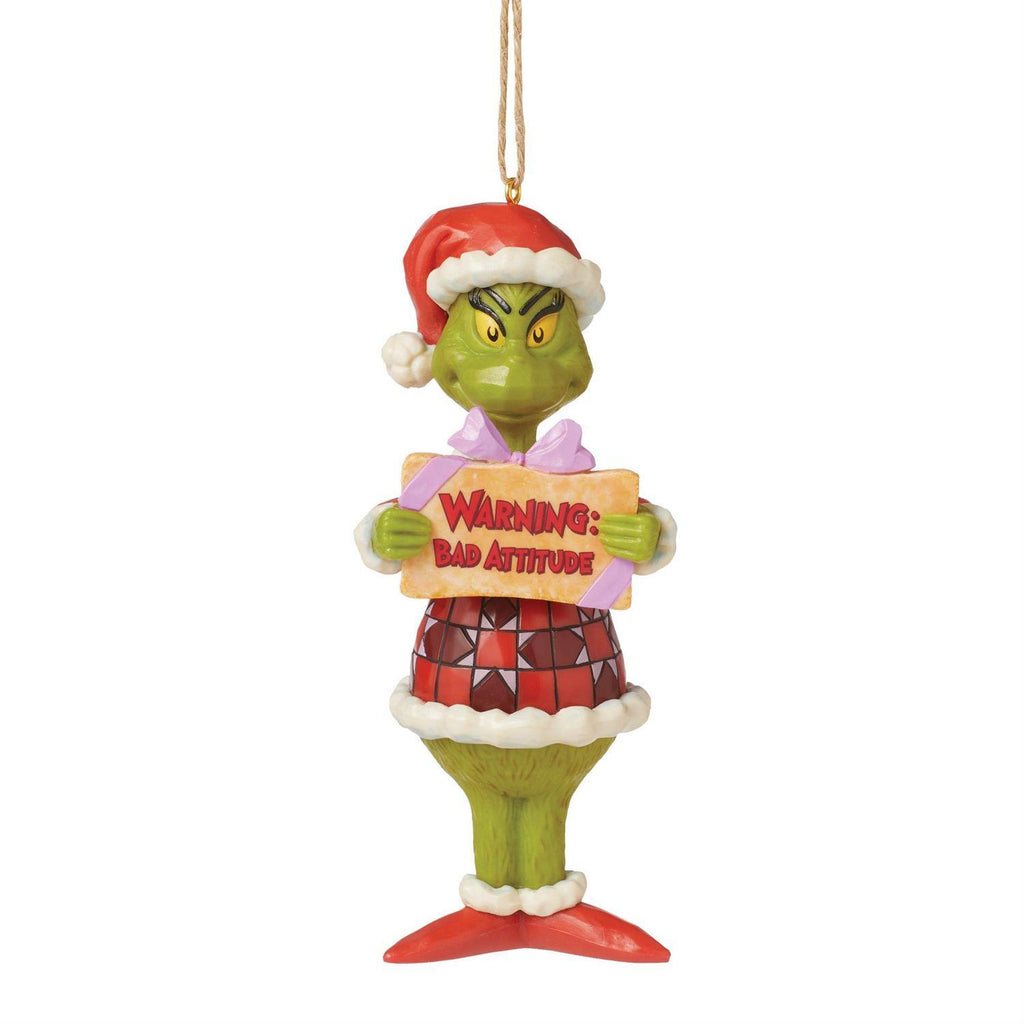 PRE-ORDER 2024 <br> Grinch by Jim Shore <br> Hanging Ornament <br> Grinch Bad Attitude (12.5cm) - $44.95