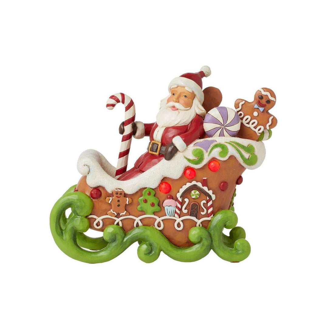 Heartwood Creek  <br> Santa In LED Gingerbread Sleigh (17.5cm) <br> "Sharing Sweet Holiday Cheer"