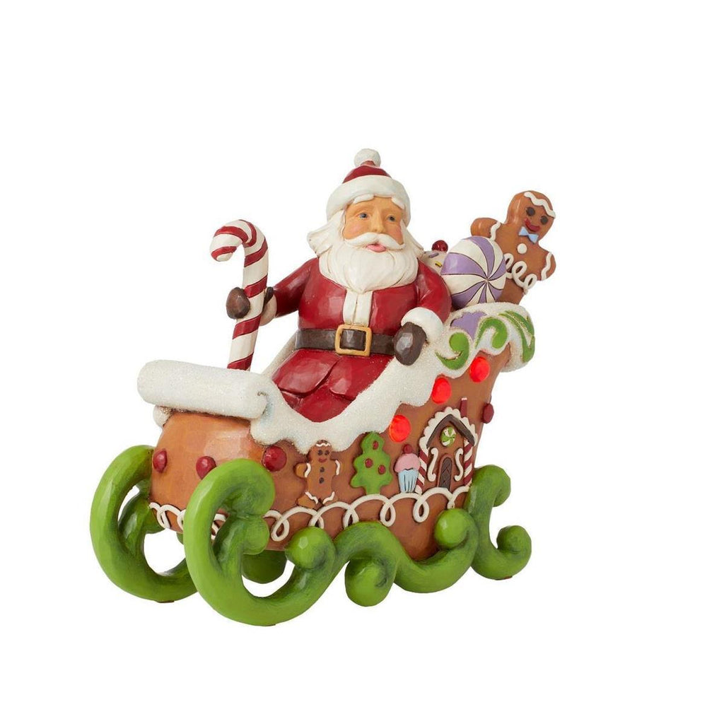 Heartwood Creek  <br> Santa In LED Gingerbread Sleigh (17.5cm) <br> "Sharing Sweet Holiday Cheer"