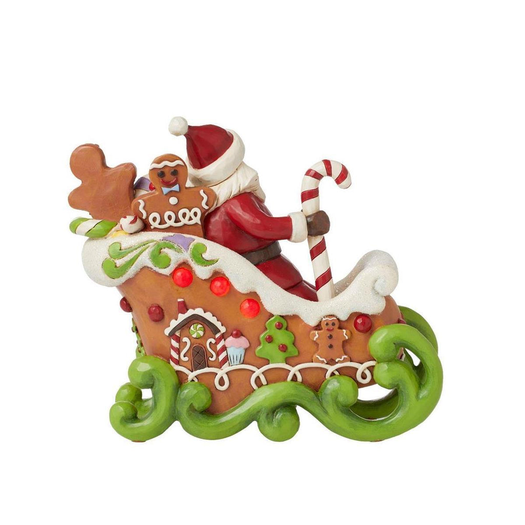 Heartwood Creek  <br> Santa In LED Gingerbread Sleigh (17.5cm) <br> "Sharing Sweet Holiday Cheer"