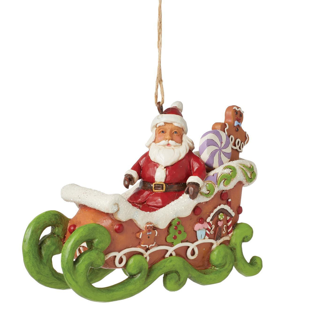 Heartwood Creek  <br>  Santa in Gingerbread Sled (7.5cm) <br> Hanging Ornament