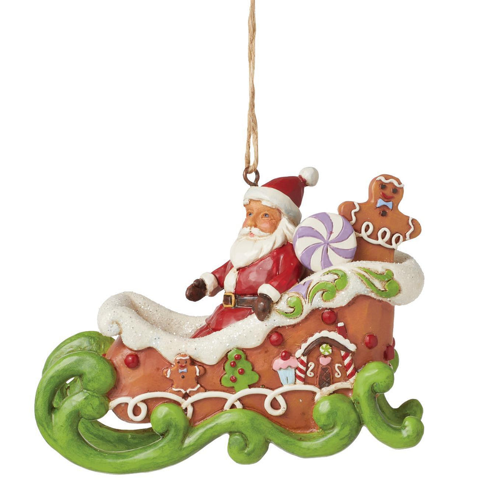 Heartwood Creek  <br>  Santa in Gingerbread Sled (7.5cm) <br> Hanging Ornament