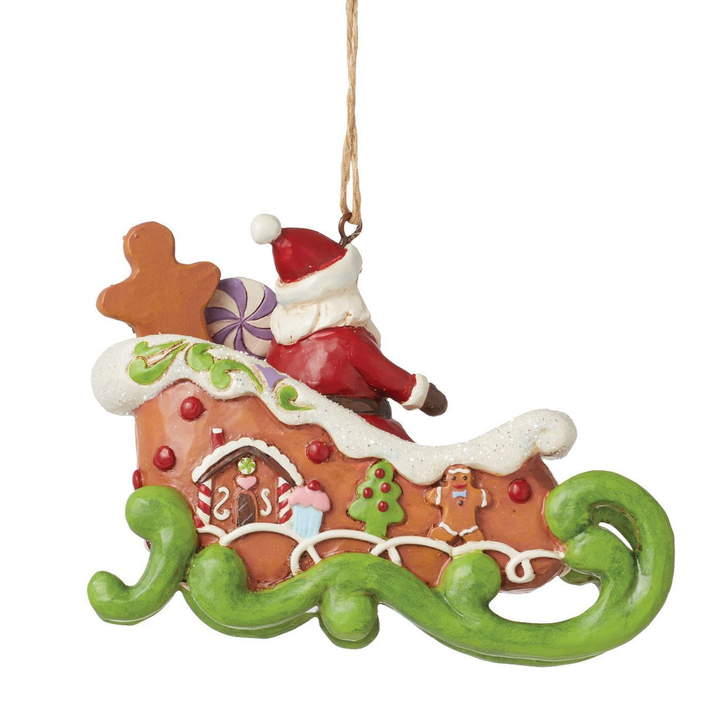 Heartwood Creek  <br>  Santa in Gingerbread Sled (7.5cm) <br> Hanging Ornament