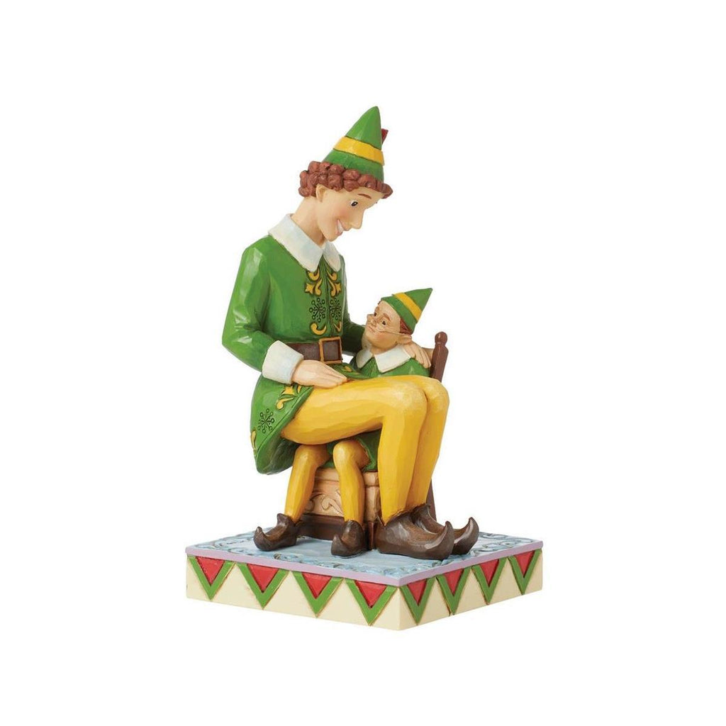 NEW 2024 <br> Elf by Jim Shore <br> Buddy Elf Sitting on Papa Elf (16cm) <br> "I'll Always Be Here For You Buddy"