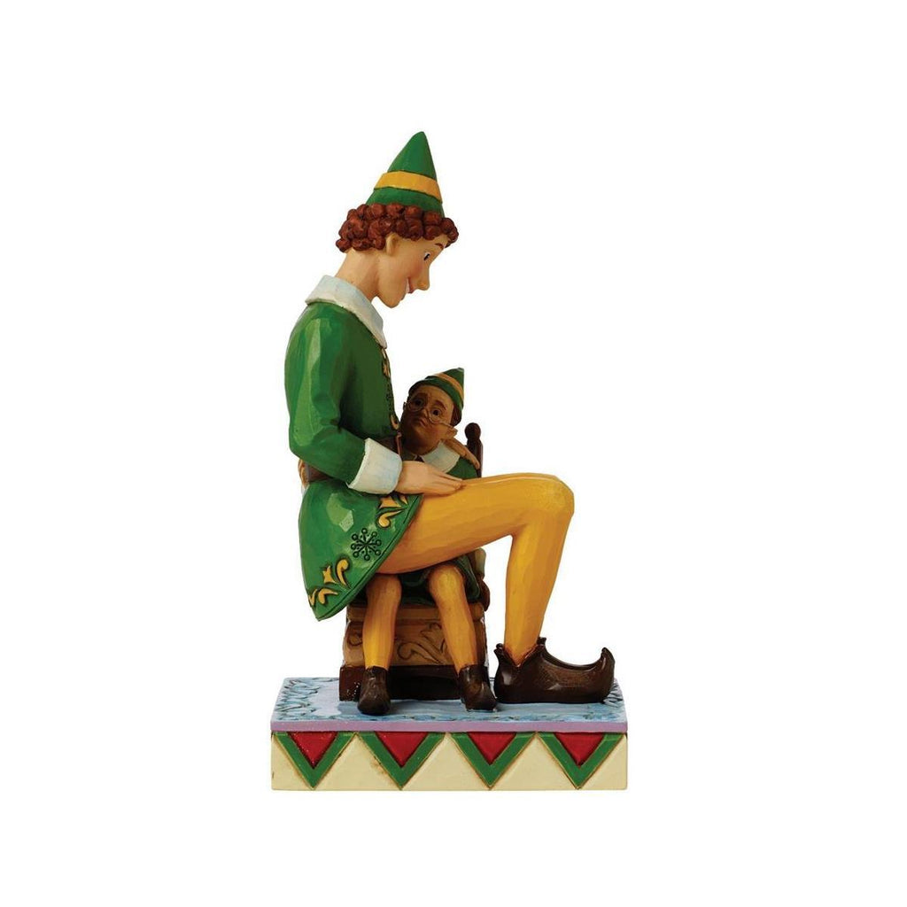 NEW 2024 <br> Elf by Jim Shore <br> Buddy Elf Sitting on Papa Elf (16cm) <br> "I'll Always Be Here For You Buddy"