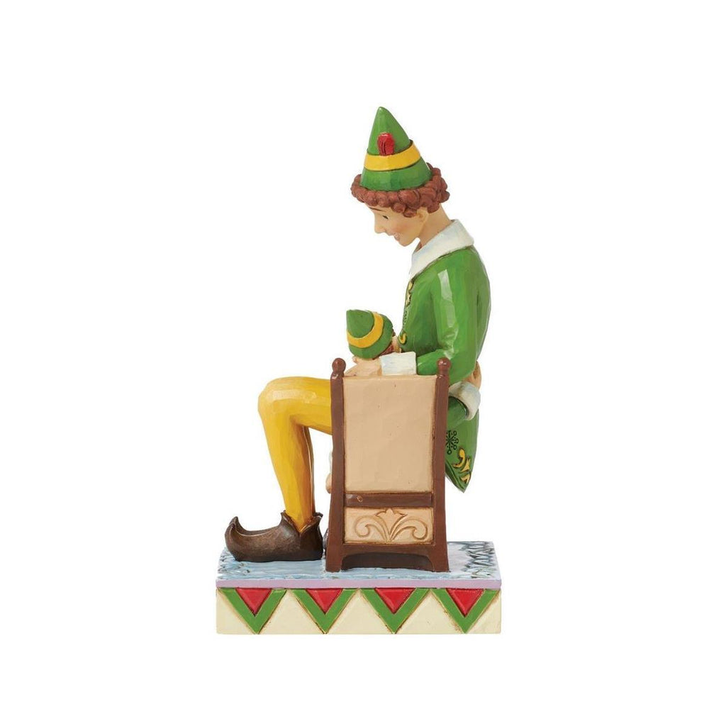 PRE-ORDER 2024 <br> Elf by Jim Shore <br> Buddy Elf Sitting on Papa Elf (16cm) <br> "I'll Always Be Here For You Buddy" - $149.95