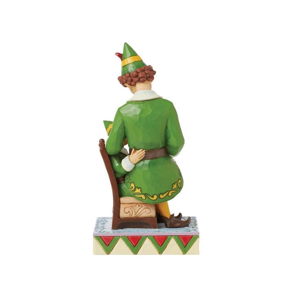 NEW 2024 <br> Elf by Jim Shore <br> Buddy Elf Sitting on Papa Elf (16cm) <br> "I'll Always Be Here For You Buddy"