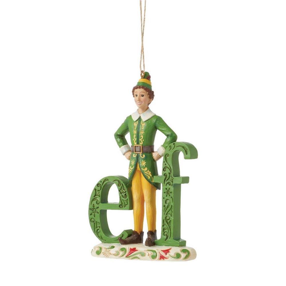 PRE-ORDER 2024 <br> Elf by Jim Shore <br> Buddy Elf Word (12cm) <br> Hanging Ornament - $64.95