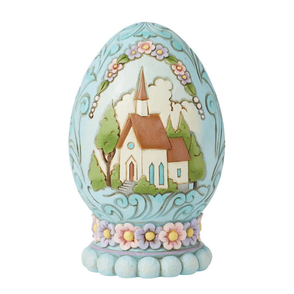 NEW 2025 <br> Heartwood Creek <br> Egg With Church Scene <br> "Let Us Rejoice"